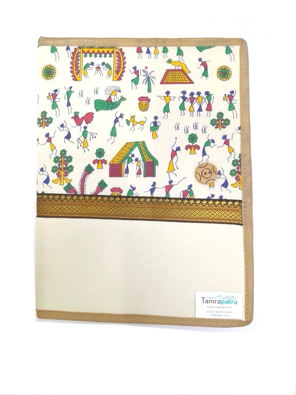 Warli Printed Designer Folder Indian Art With Easy To Open Handcrafted Tamrapatra
