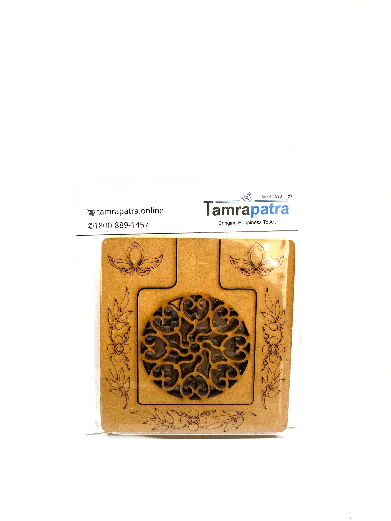 Pocket Mirror Wooden Designed With Kundan Bead Work By Tamrapatra