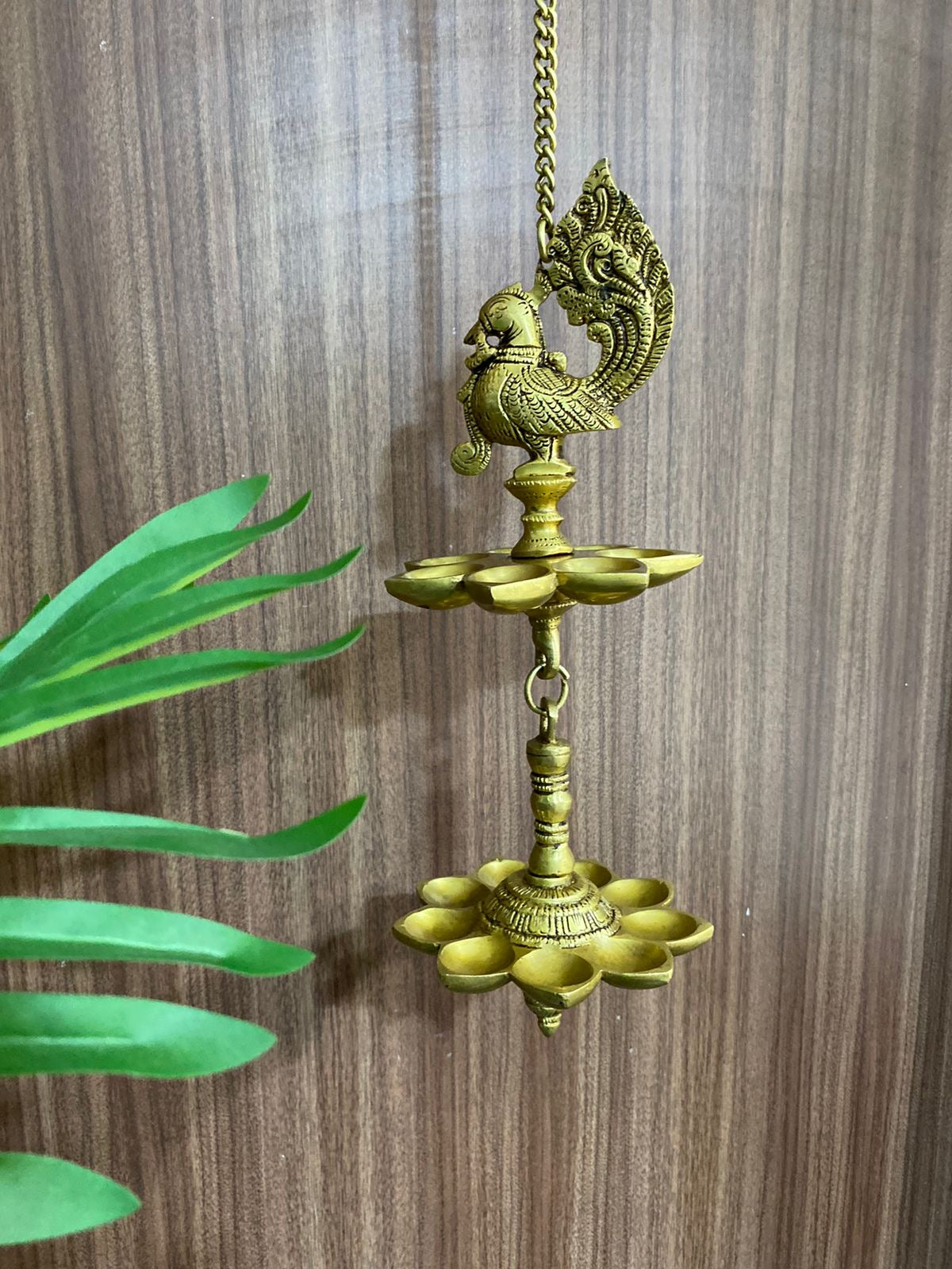 9/16 Deepak Lamp Brass Hanging Diya For Temple Pooja Room Décor By Tamrapatra