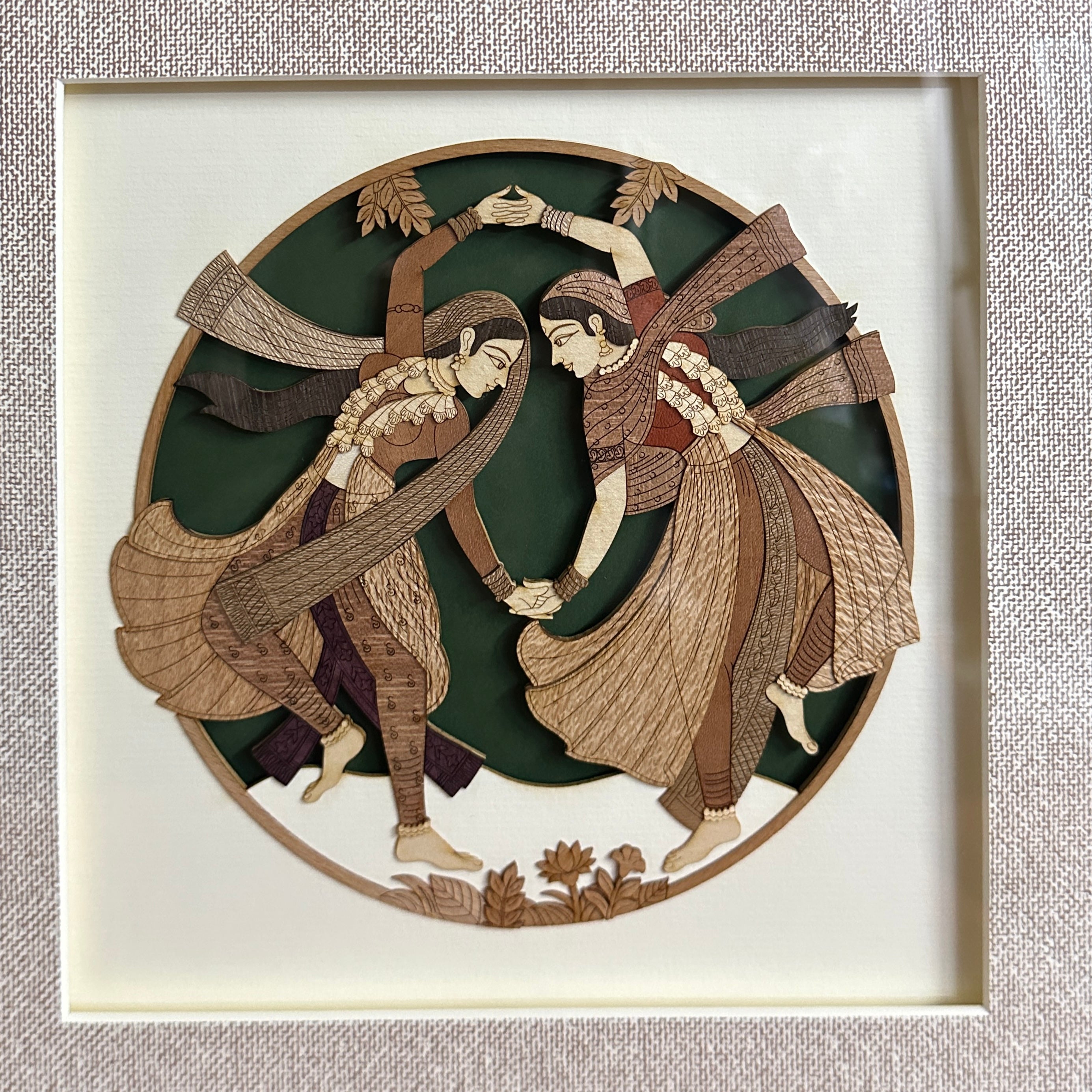 Two Dancers Wooden Artwork Frame 3D Design Exclusive Crafts By Tamrapatra