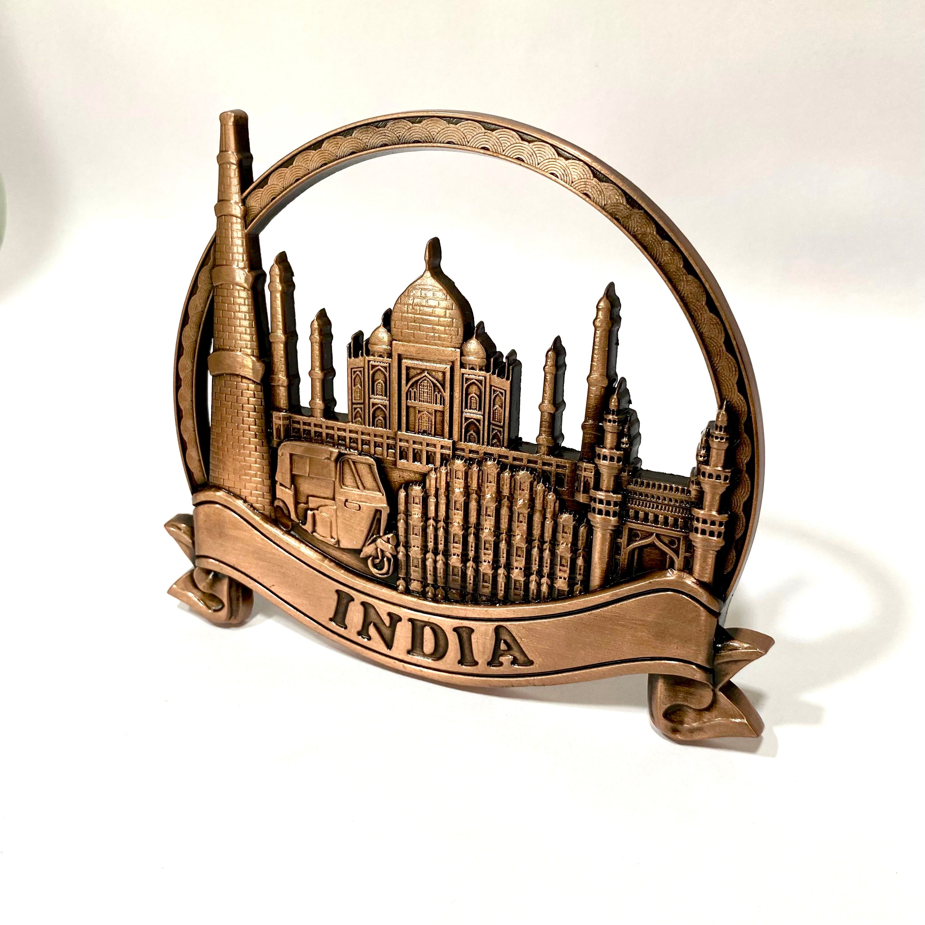 Trending Metal Souvenir Plate With Stand Indian Heritage Taj Mahal By Tamrapatra