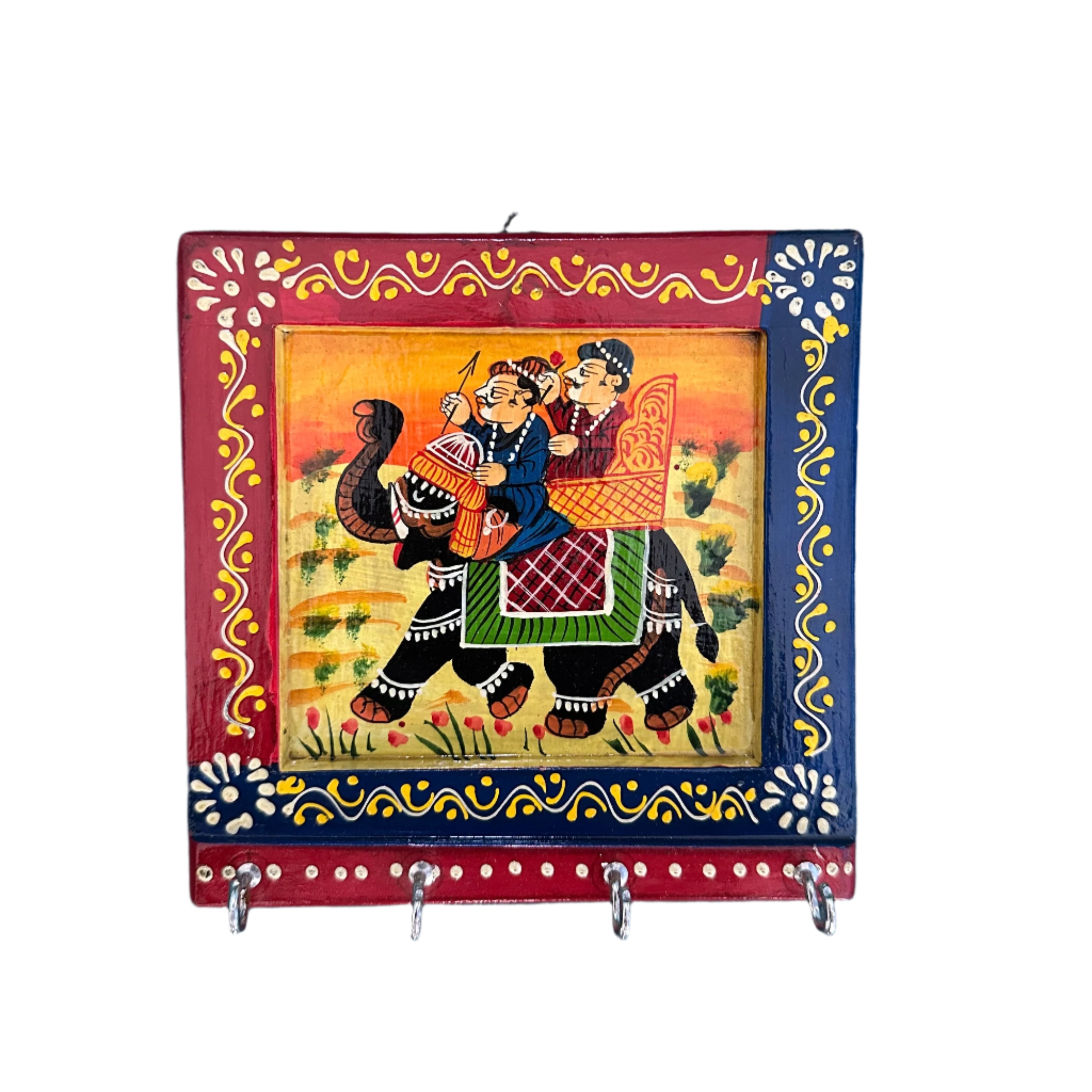 Royal HandPainted On Wooden Style Key Hanger Traditional Tamrapatra