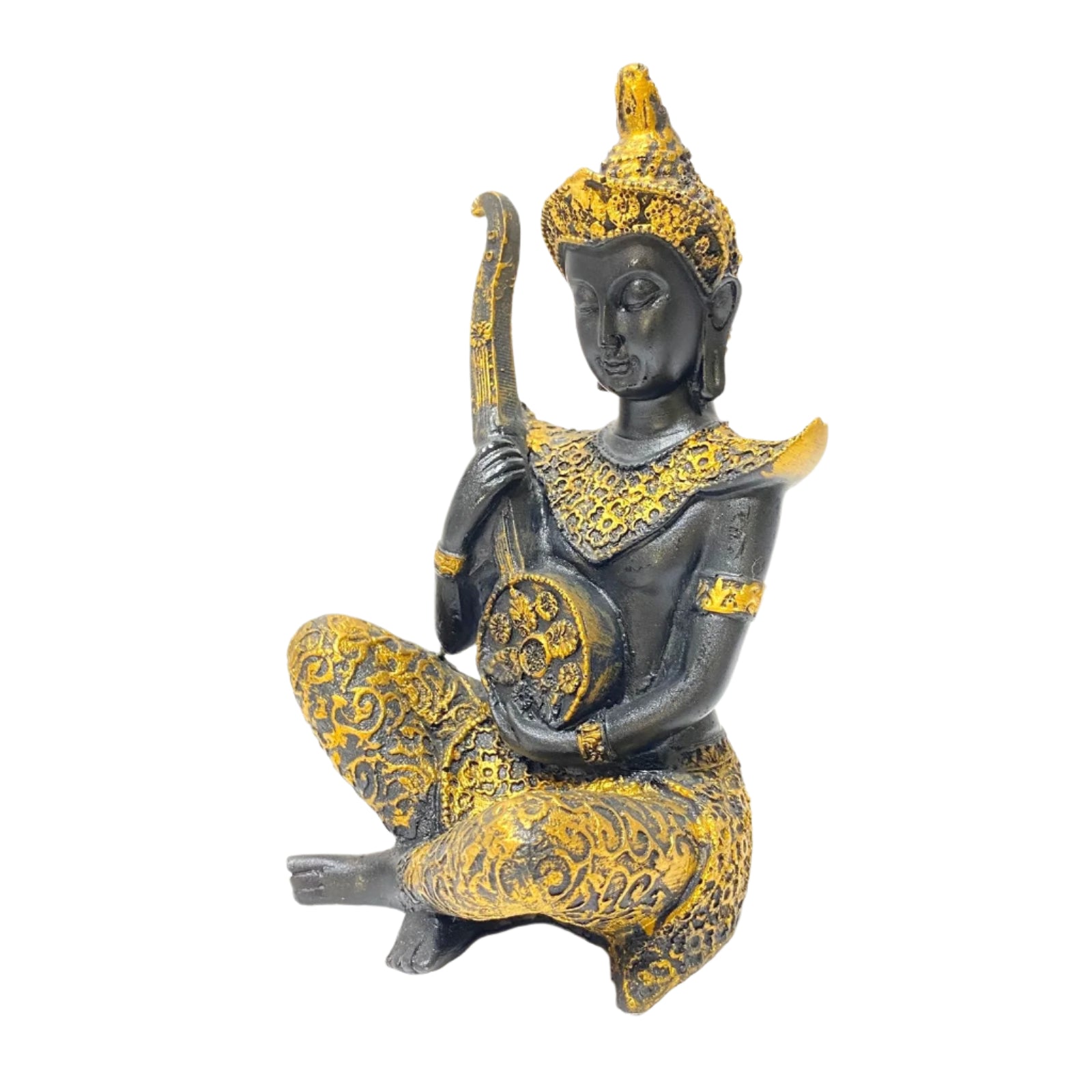 Modern Musicians Lady In Black Gold Holding Instruments Set Of 3 At Tamrapatra