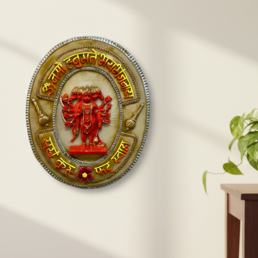Bajrang Bali Shri Hanumanji Wall Hanging Vibrant Resin Artwork By Tamrapatra