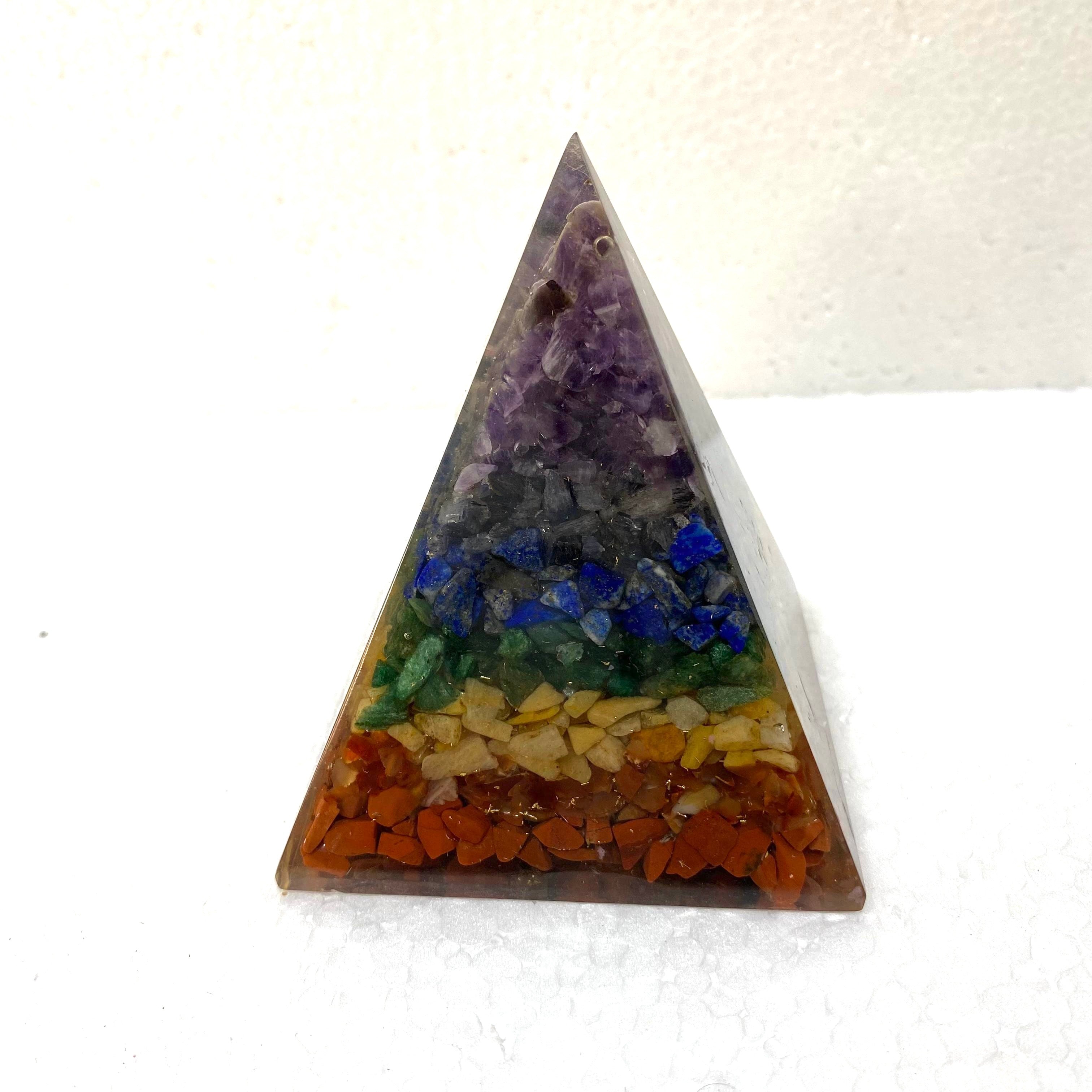 7 Chakra Stone Pyramid Ritualistic Well Being For Study Office Space Tamrapatra