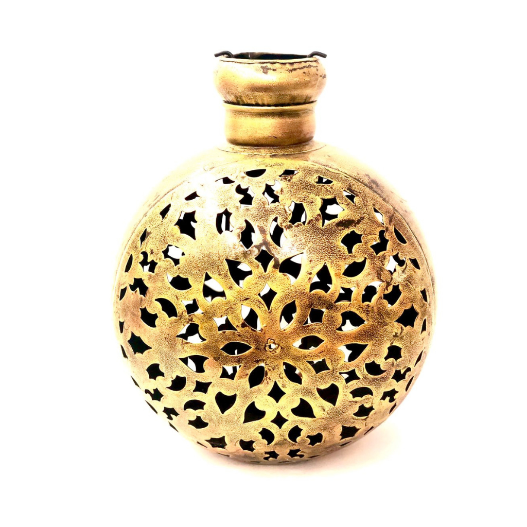 Kudiya Style Tea Light Holder Striking Metal Carved Design Handcrafted By Tamrapatra - Tamrapatra