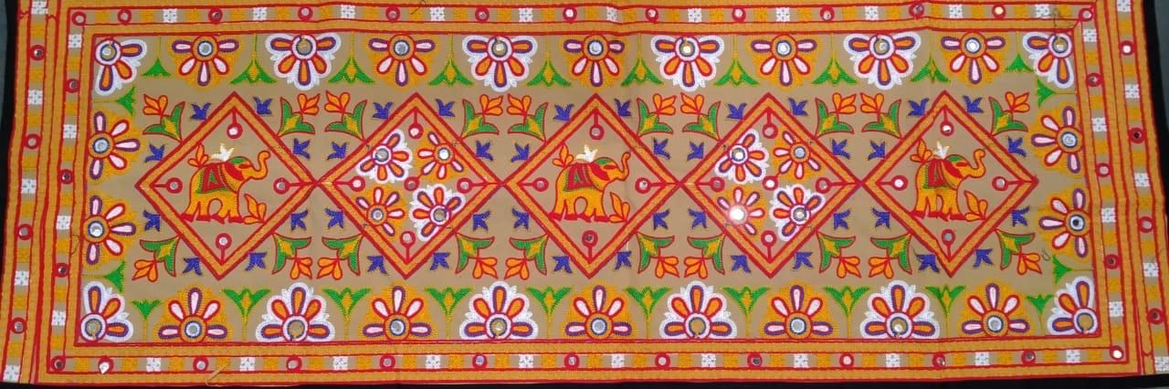 Embroidery Cloth Hangings Indian Art Souvenir Display Table Utility Tamrapatra