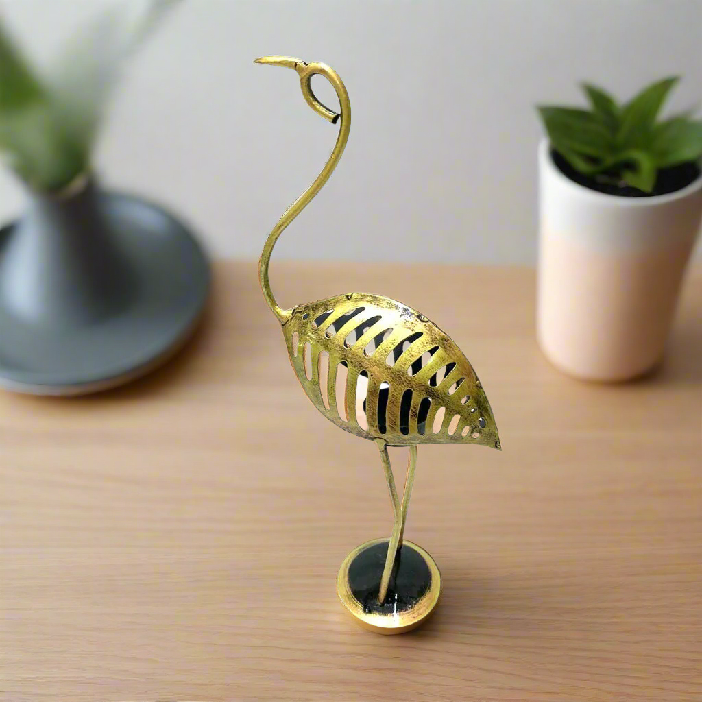 Graceful Crane Tea Light Holder Metal Handcrafted New Introduction By Tamrapatra