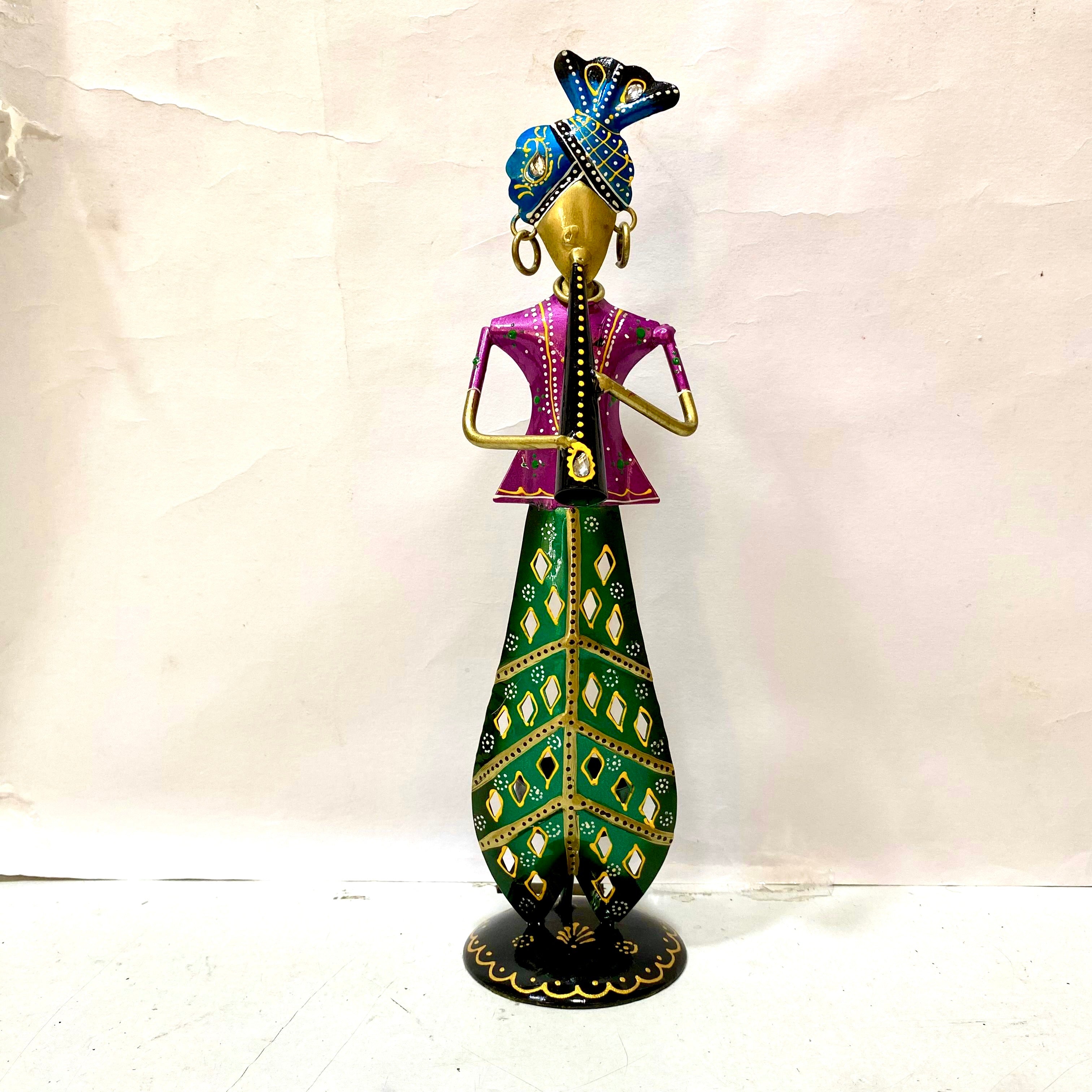 Turban Man Metal Striking Shadow Tea Light Holder Figurine Collectible Tamrapatra - Tamrapatra