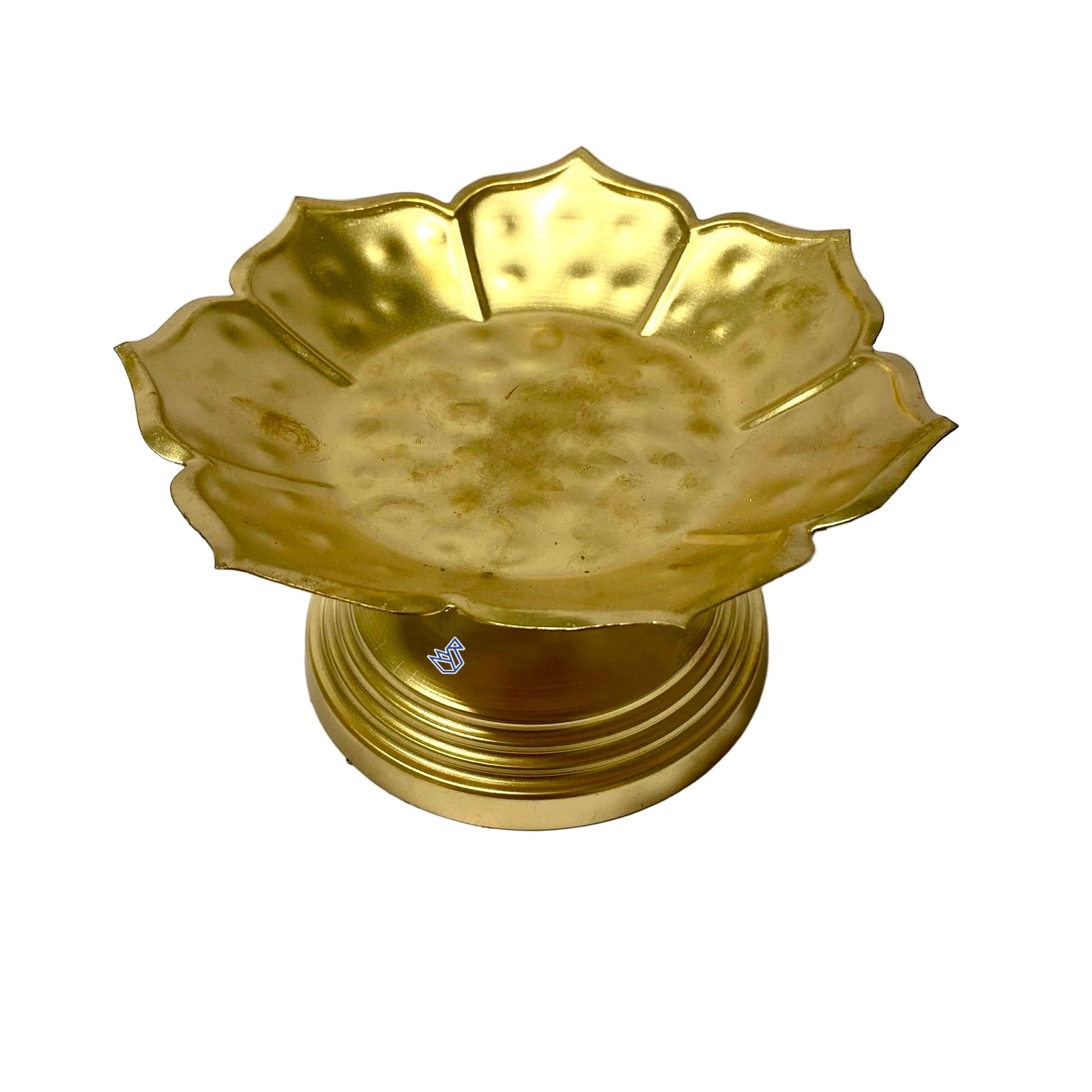 Gold lotus-shaped dish on a white background