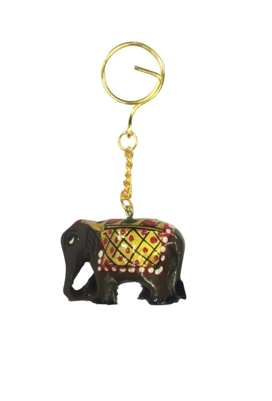 Elephant Hand Painted Keychain Various Beautiful Shades Indian Souvenir Tamrapatra