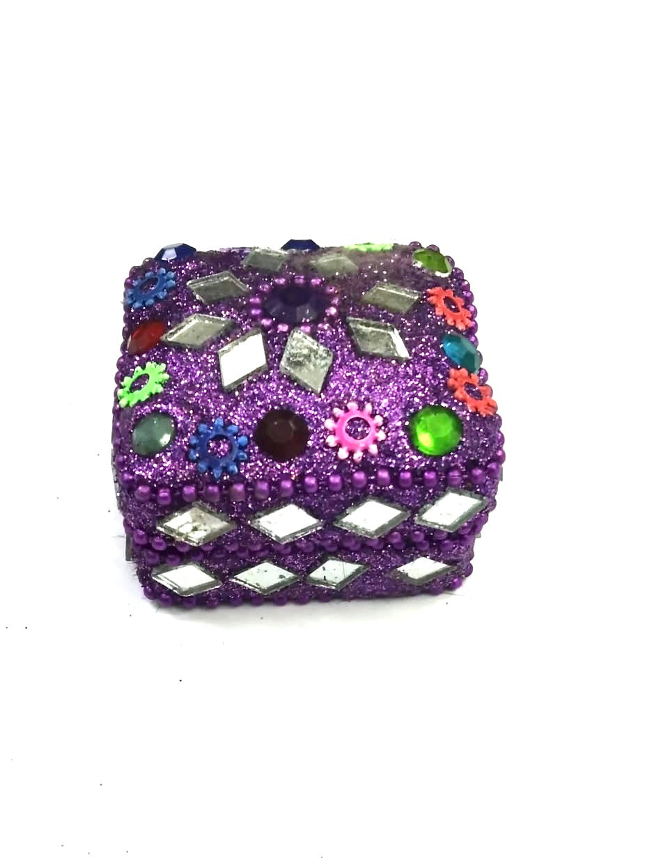 Lacquered Dibbi In Various Shades Square Design Small Handcrafted By Tamrapatra