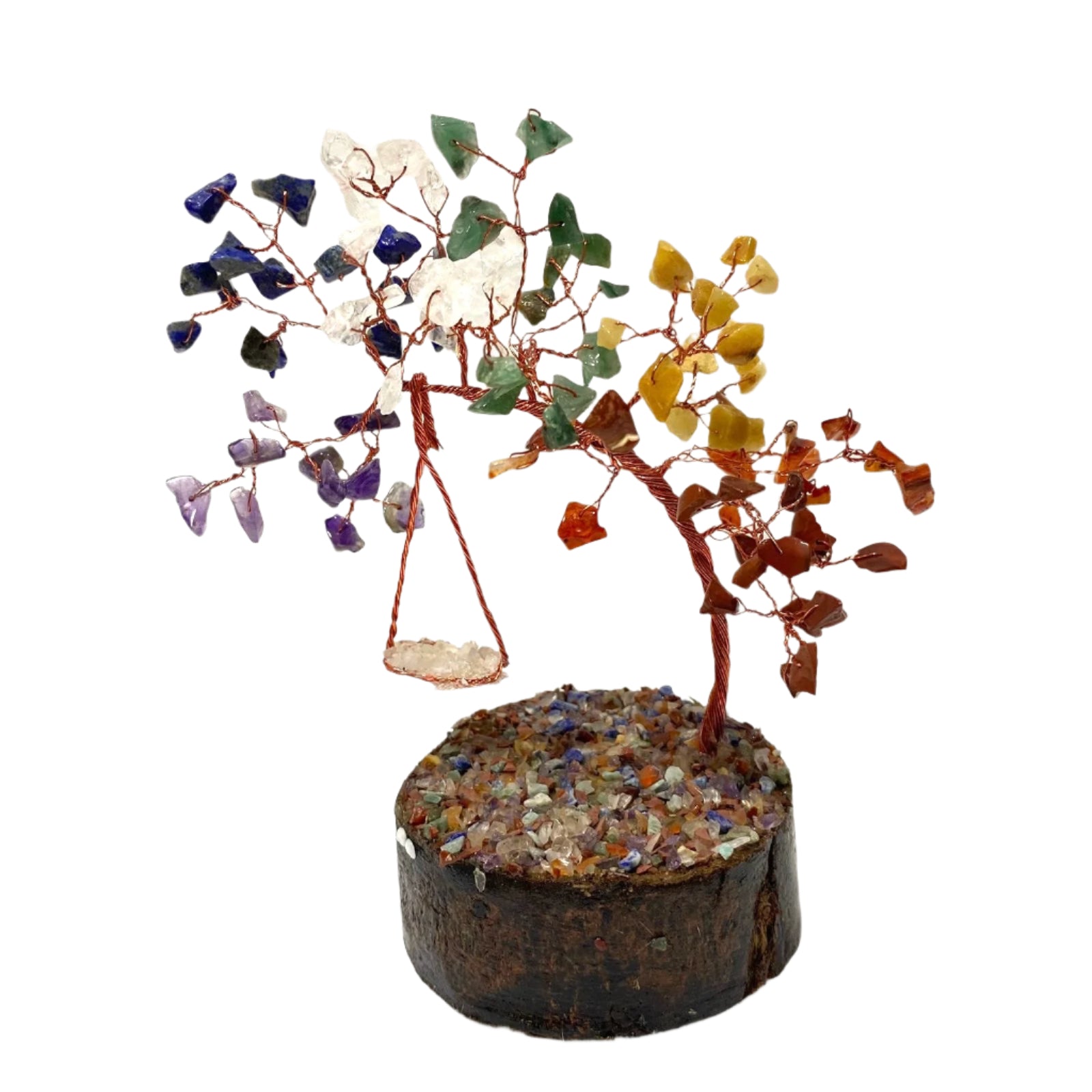 Decorative stone tree sculpture on a white background