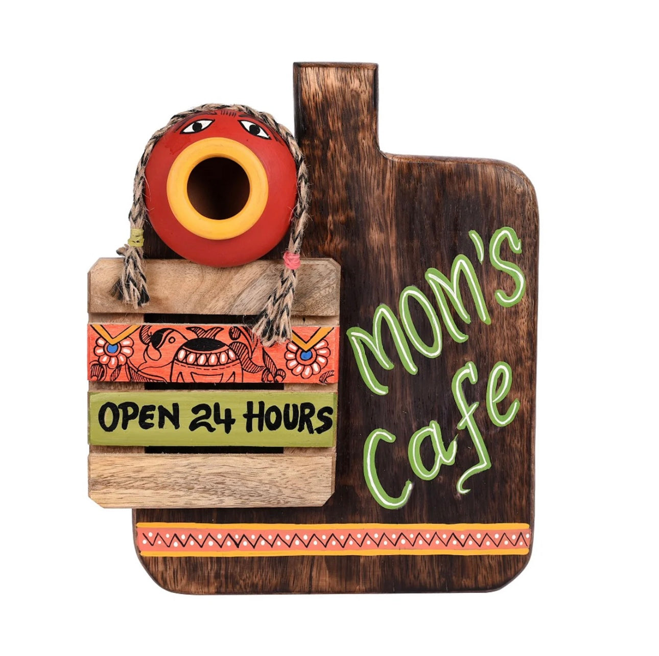 Mom's Cafe Kitchen Wall Decor 24 Hours Open Hand Painted From Tamrapatra