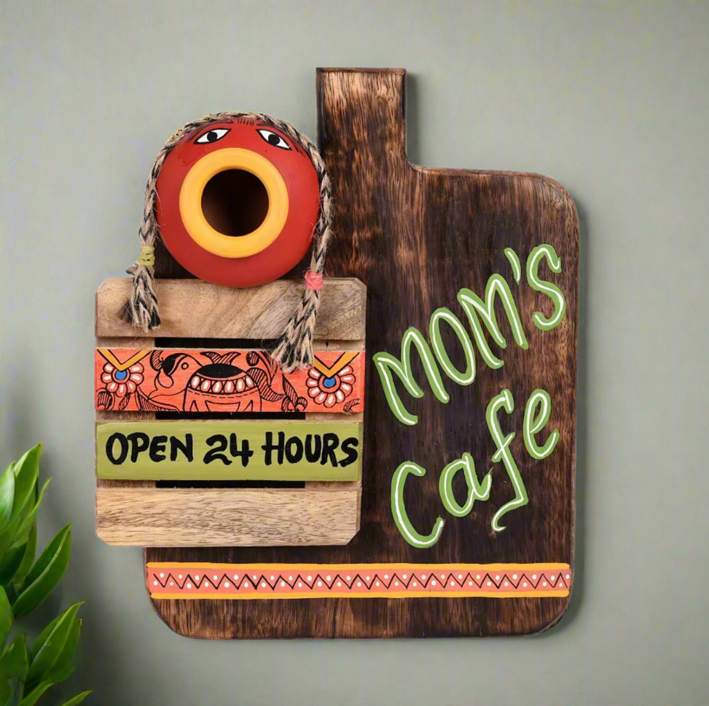 Mom's Cafe Kitchen Wall Decor 24 Hours Open Hand Painted From Tamrapatra