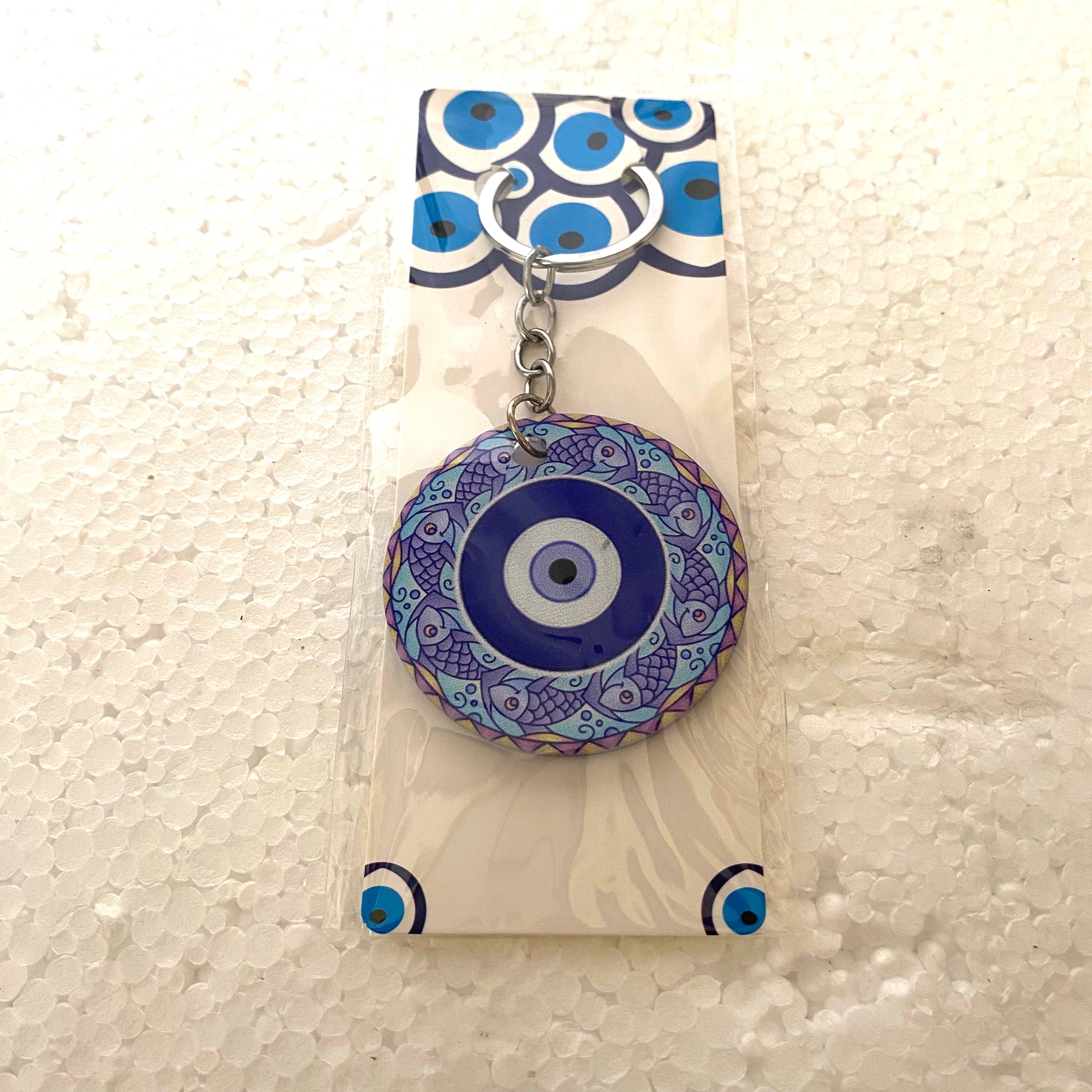 Round Evil Eye Keychains In Various Designs Handmade Gifts By Tamrapatra
