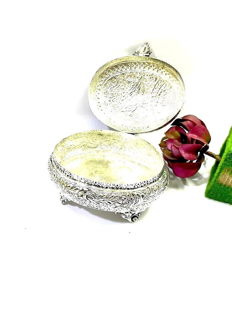 Extraordinary Collection Of German Silver Metal Boxes Engraved From Tamrapatra