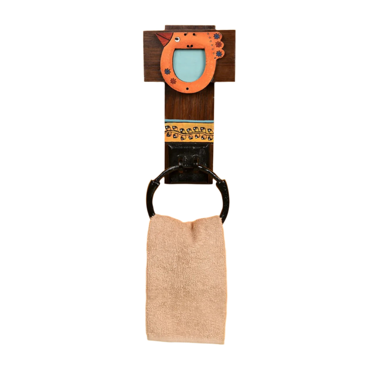 Wooden Exclusive Designer Wall Utility Towel Holder With Painting By Tamrapatra