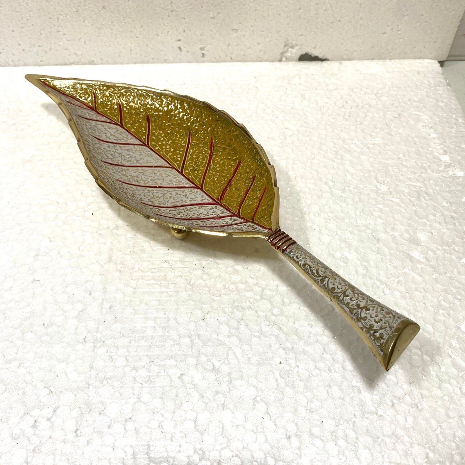 Serving Leaf Platter Brass Royal Design With Indian Craftsmanship Tamrapatra