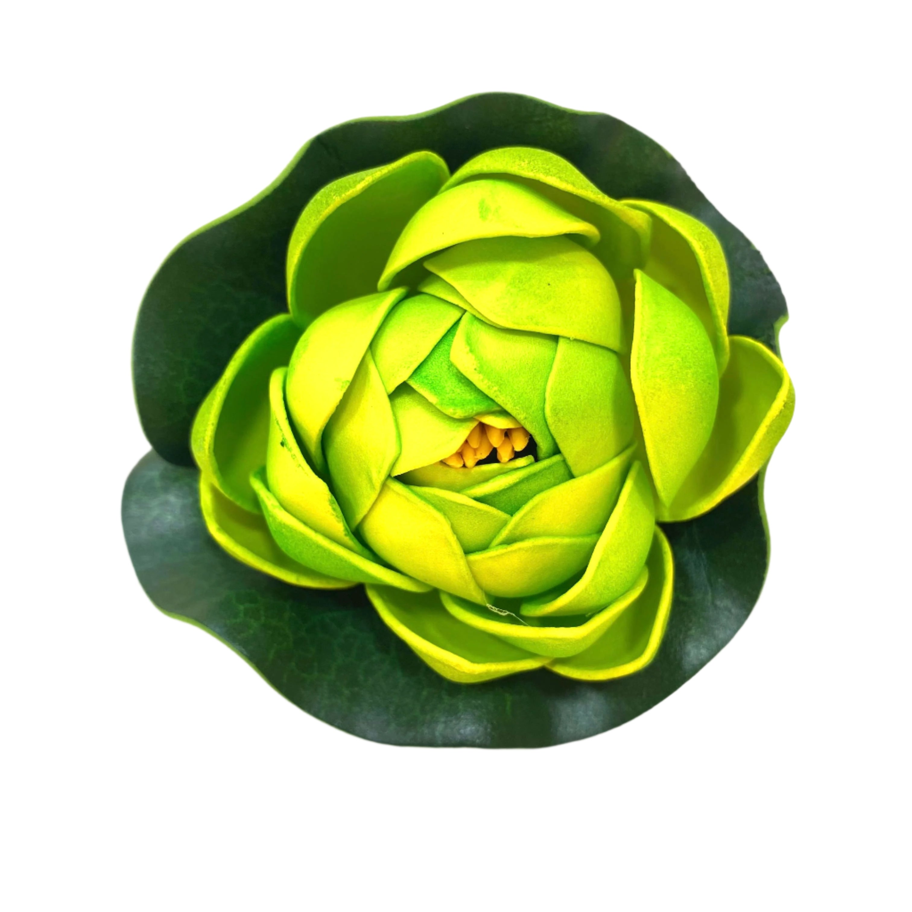 Artificial green flower on a white background