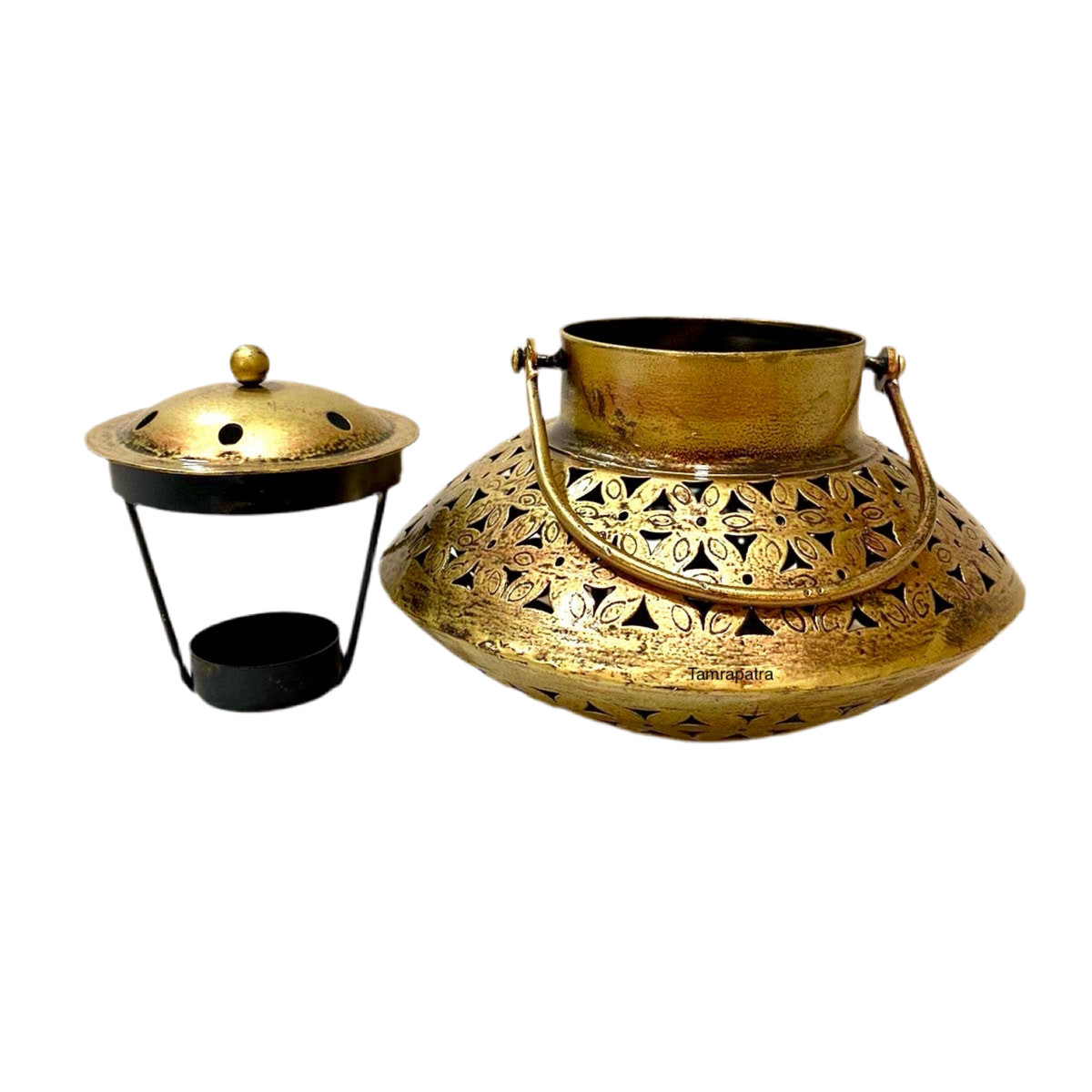Handi Style Hanging Tea Light Holder Metal Lantern Vintage Art By Tamrapatra - Tamrapatra