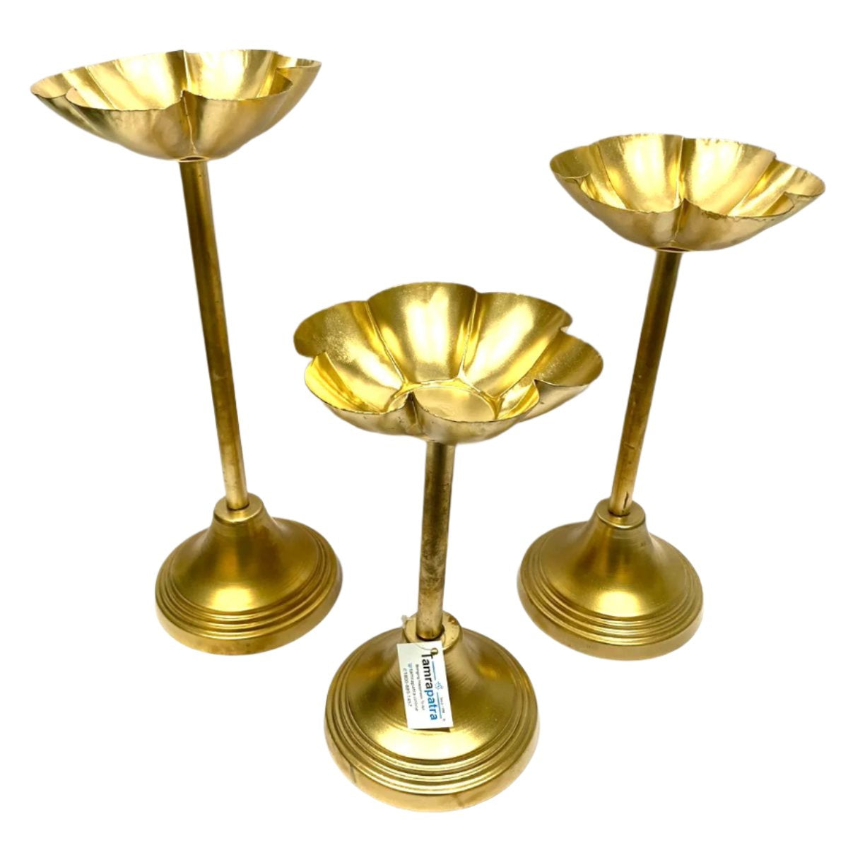Gold Brilliant Tea Light Stand In Set Of 3 Various Models Exclusive By Tamrapatra