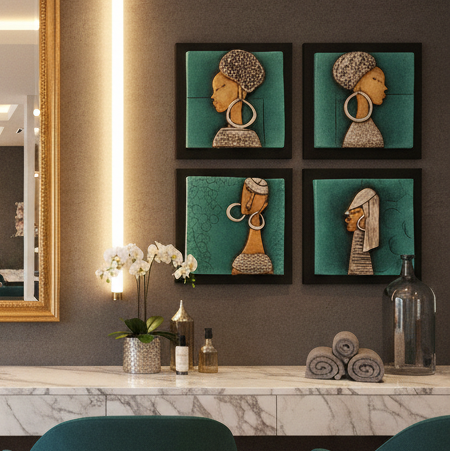 Human Sculptures Abstract Interior Designer Choice Handcrafted Set Of 4 Tamrapatra - Tamrapatra