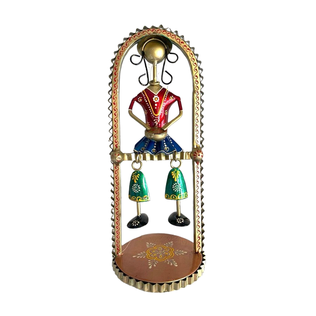 Sitting Dolls Metal With Moving Legs New Table Top & Wall Hanging Tamrapatra