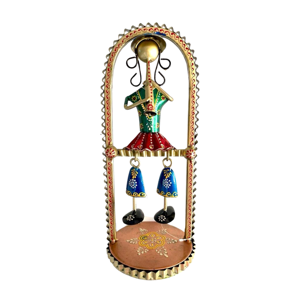 Sitting Dolls Metal With Moving Legs New Table Top & Wall Hanging Tamrapatra