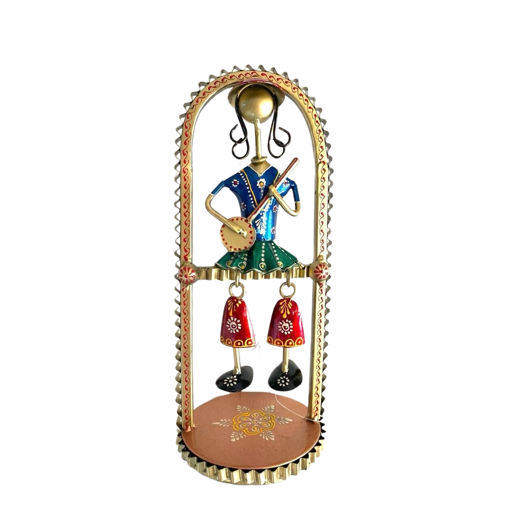 Sitting Dolls Metal With Moving Legs New Table Top & Wall Hanging Tamrapatra