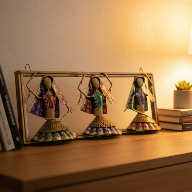 Metal Wall Décor 3 Dolls Exclusive Handcrafted Designer Artwork By Tamrapatra