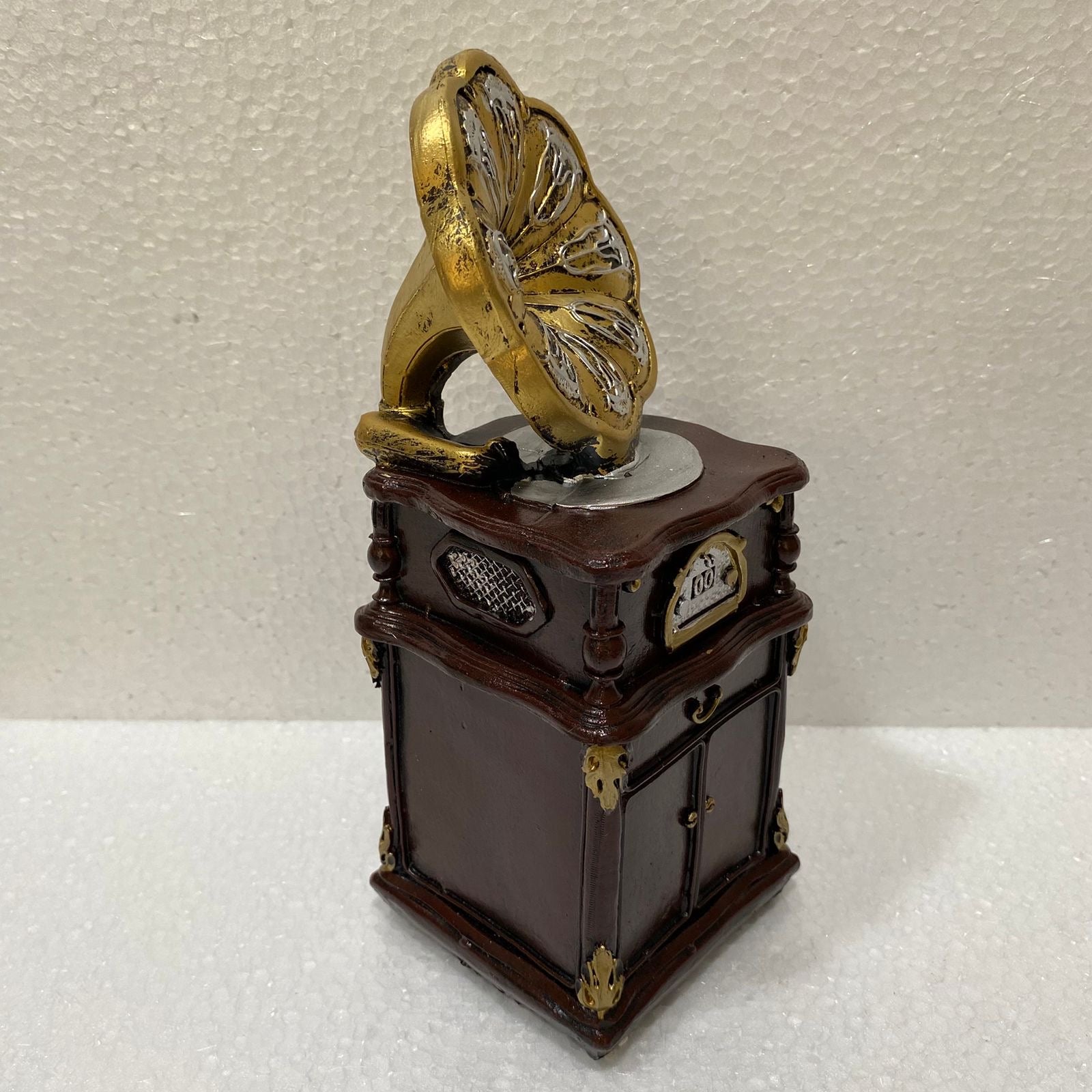 Vintage Replica Art Showpiece Gramophone Globe Feather Book By Tamrapatra