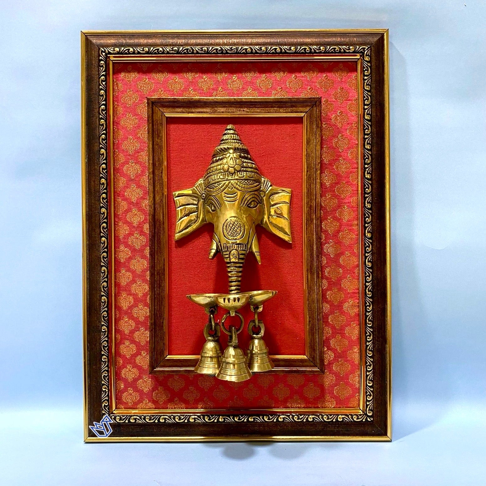Wall Art Ganesha Diya With 3 Bells Handcrafted Brass Frames By Tamrapatra