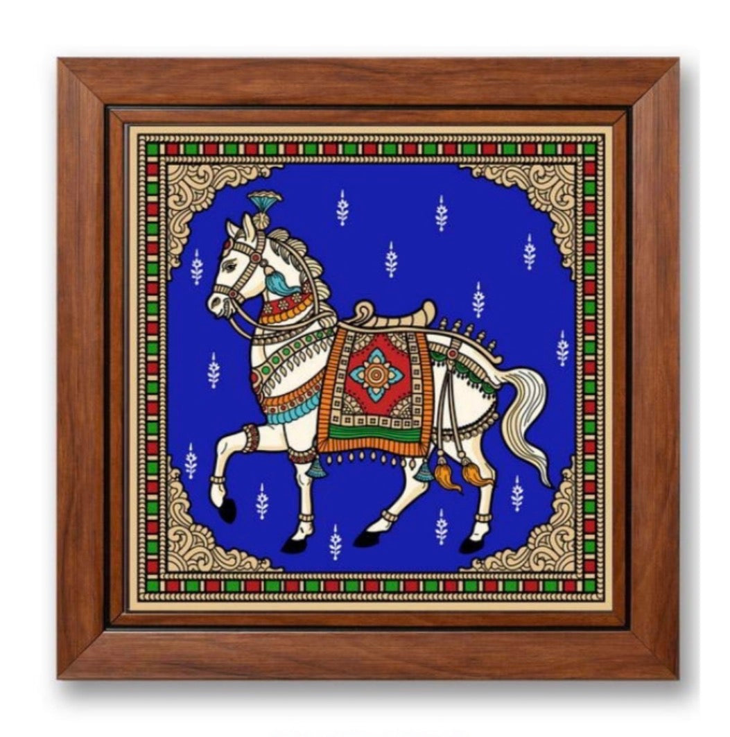 Horse Painting In Reverse Glass Traditional Tanjore Art Frames From Tamrapatra