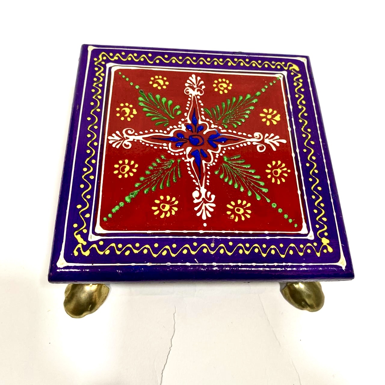 Wooden Hand Painted Bajoth Multicolor Handcrafted By Indian Artisans By Tamrapatra