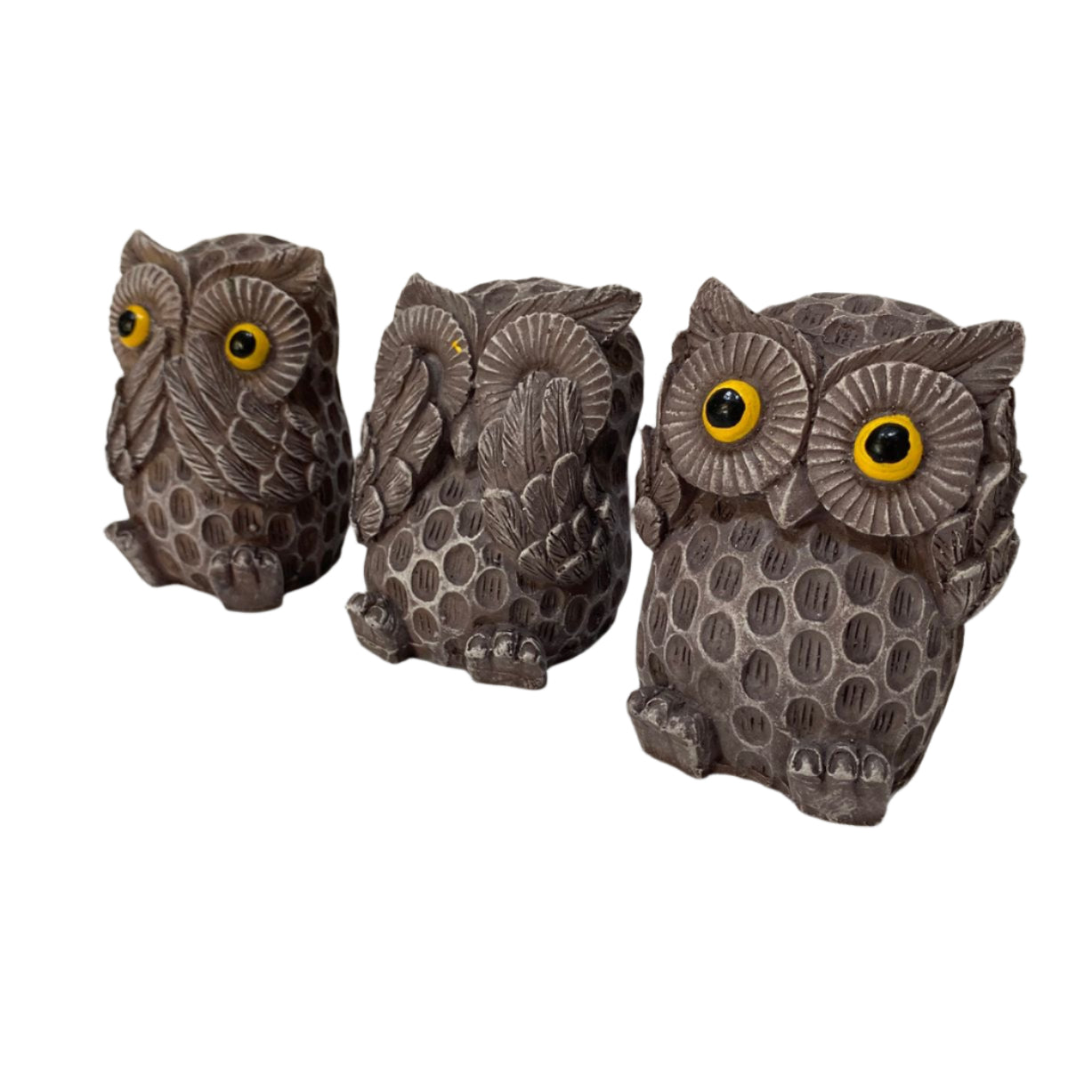 Owl Set Of 3 Modern Art Cute Showpiece Decoration For Kids Room By Tamrapatra