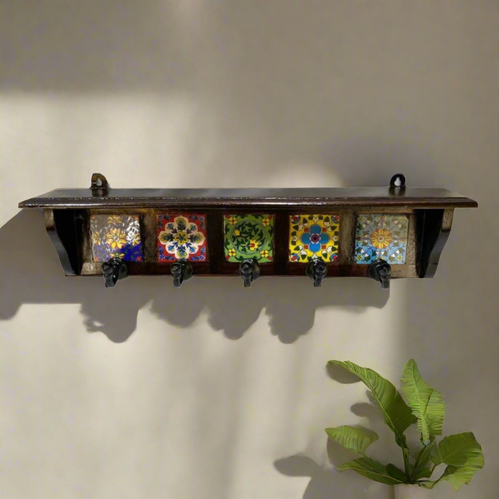 Blue Pottery Tiles Hooks Hanger In Various Shades & Size Gifts From Tamrapatra