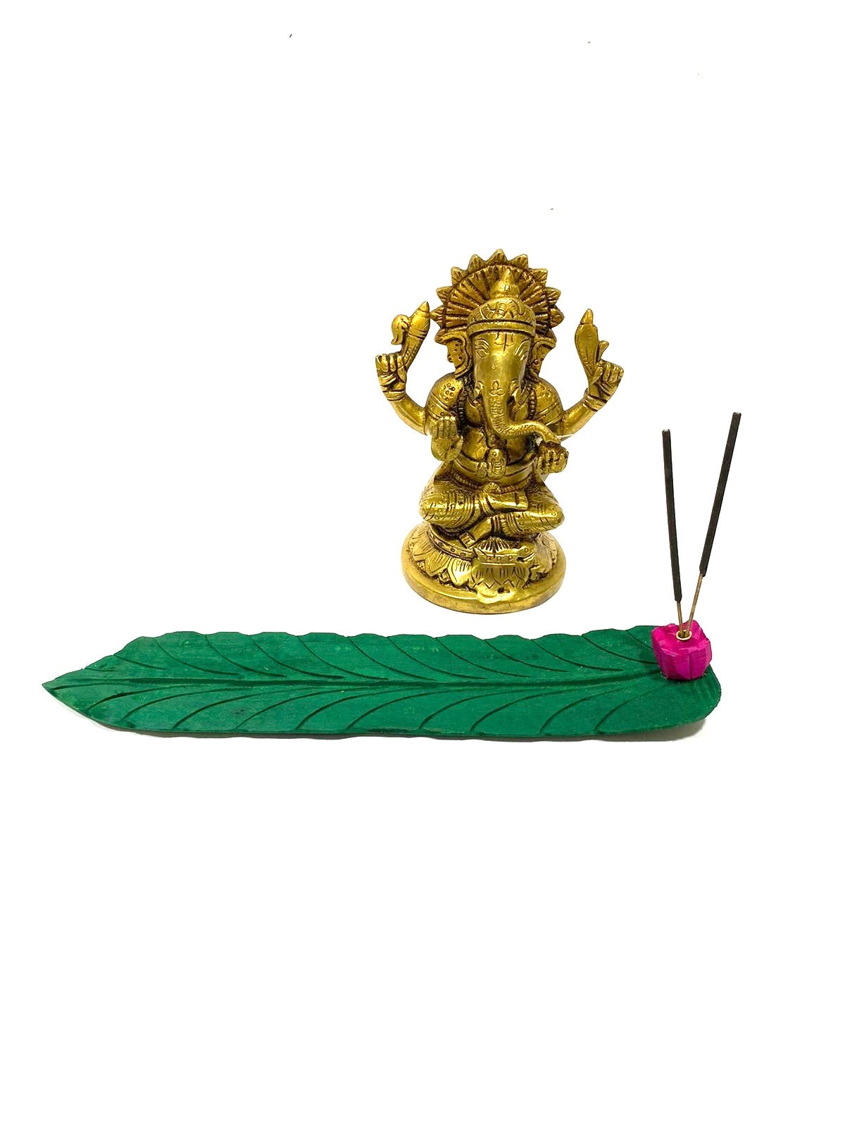 Incense Stick Holder In Banana Leaf Style Unique Handmade India By Tamrapatra
