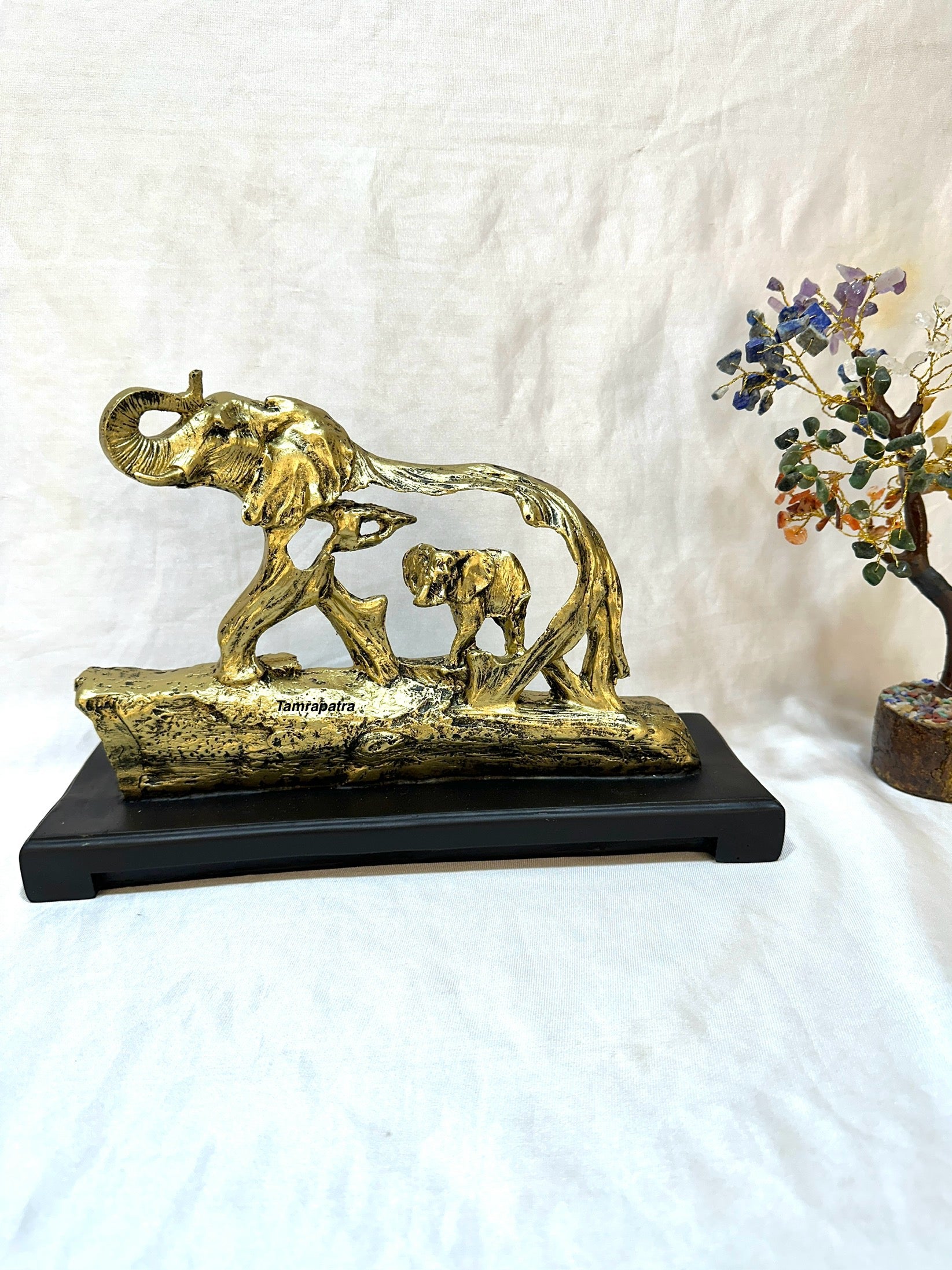 Baby Elephant With Mother Rare Masterpiece Available Exclsuively At Tamrapatra