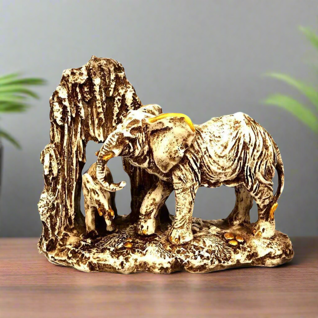 Distinct Figure Of Elephant With Baby Resin Art Wholesaler Tamrapatra