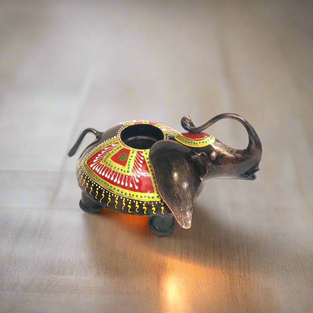 Animal Multicolored Tea Light Holder Metal Finish Handmade Gifting By Tamrapatra - Tamrapatra