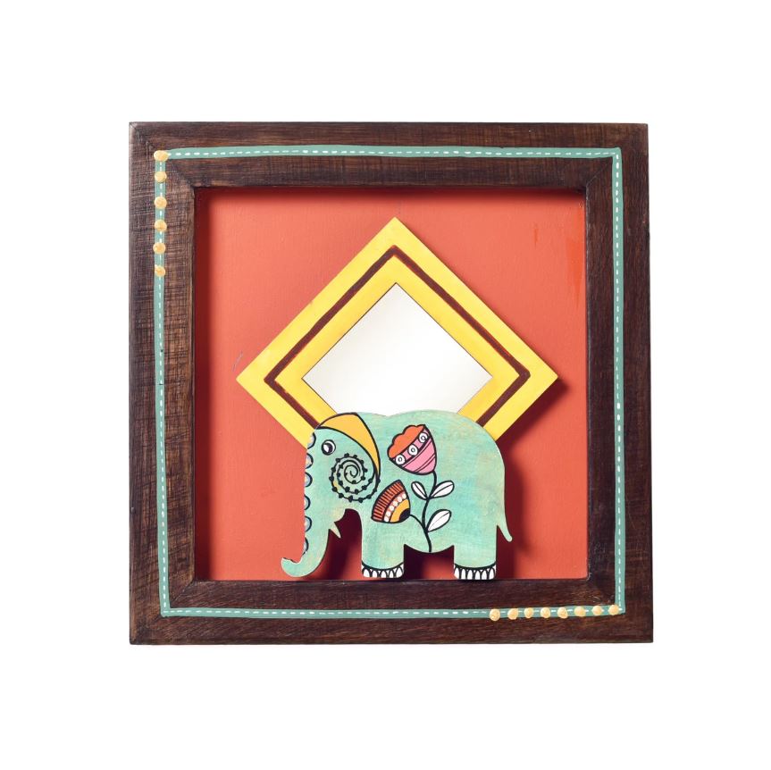 Wooden Hand Painting On Canvas Enclosed In Glass Frame For Wall By Tamrapatra