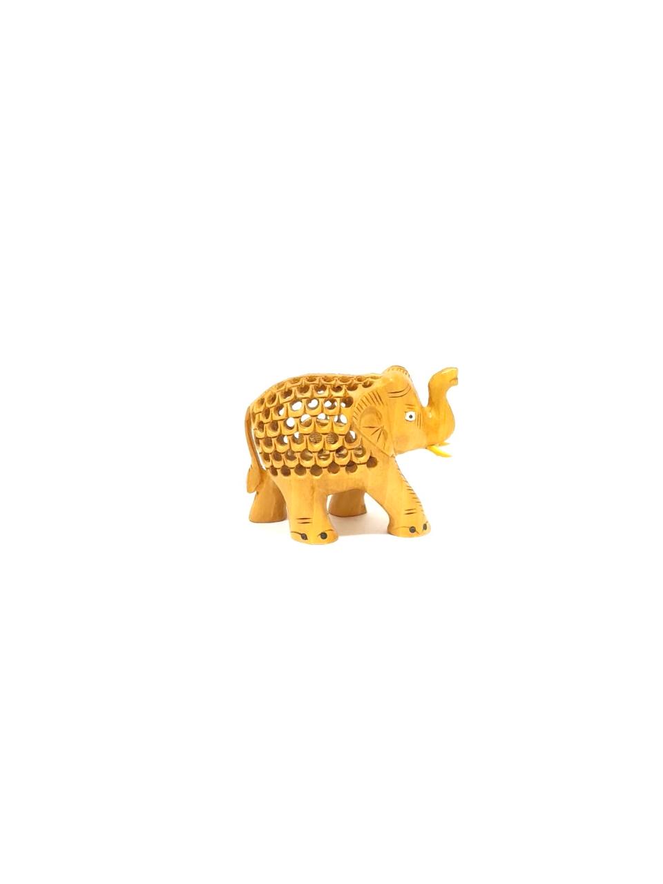 Carving Wooden Elephants With Enamel Paint Fine Artistic From Tamrapatra
