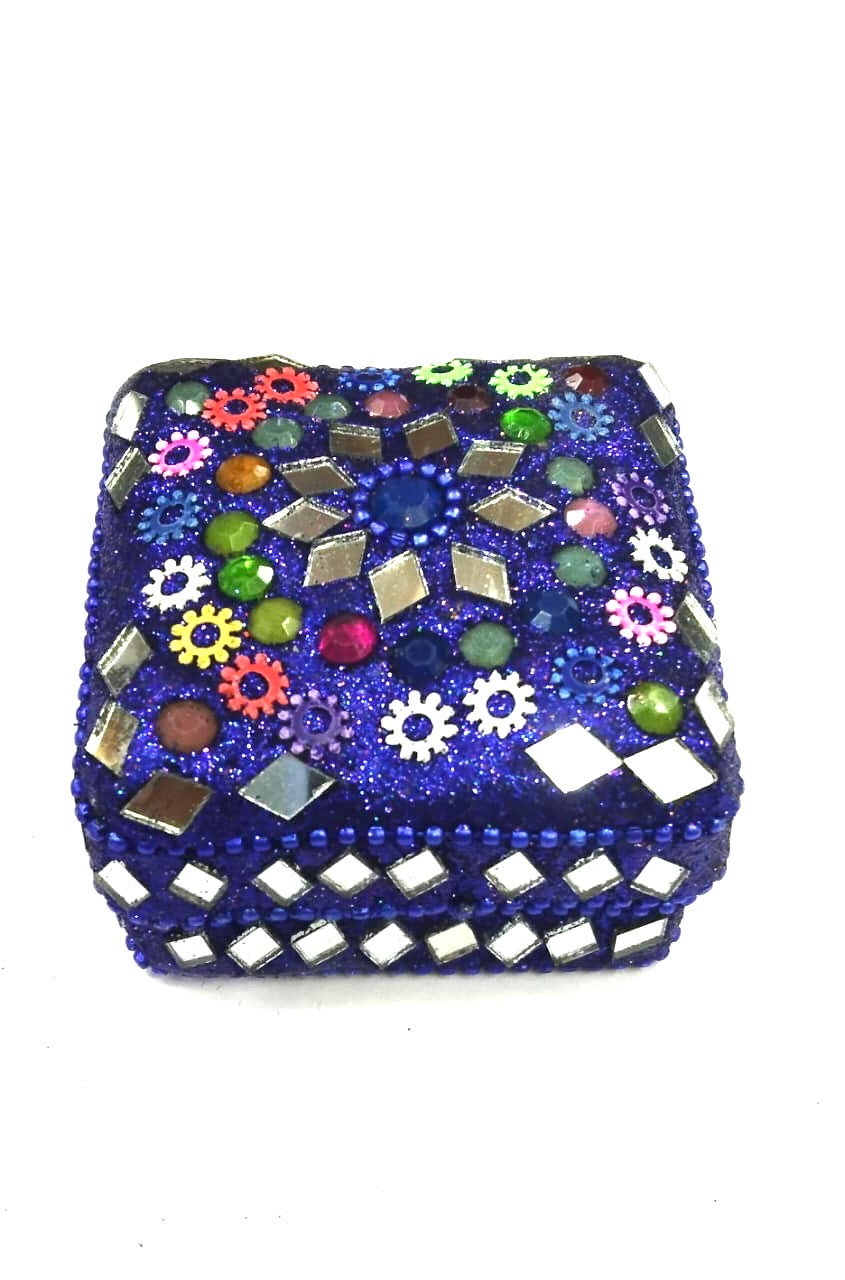 Lacquered Dibbi In Various Shades Square Design Large Handcrafted By Tamrapatra