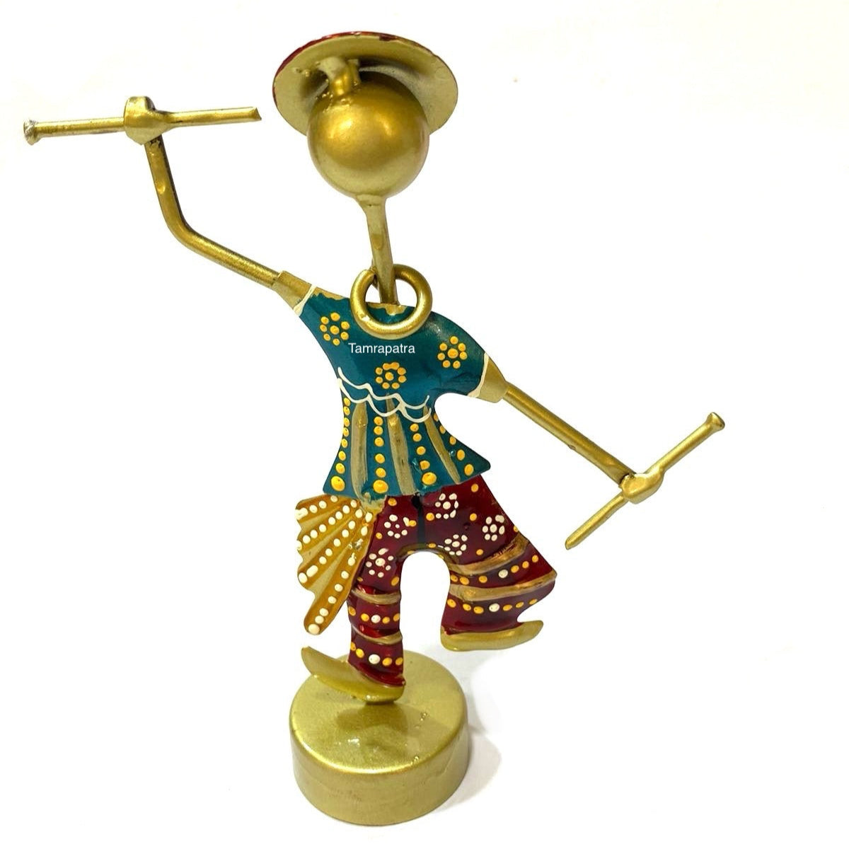 Gujarat Style Folk Dancers Set Metal Classic Display Showpiece Tamrapatra - Tamrapatra