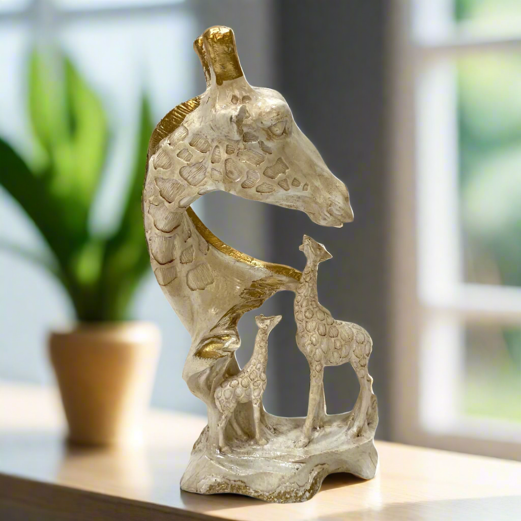 Giraffe With Cub Sweet Memorable Resin Art Family Showpiece By Tamrapatra
