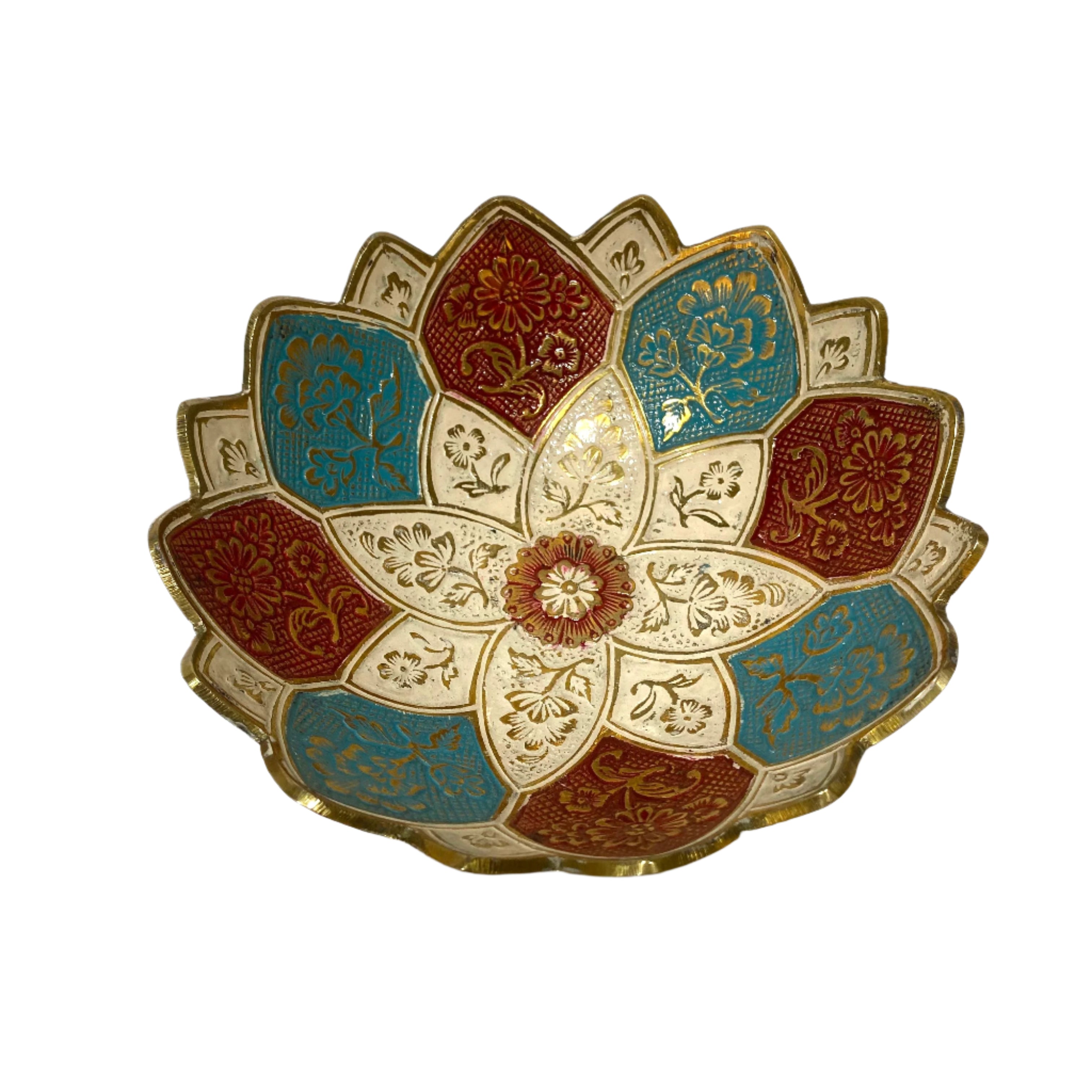 Decorative plate with floral patterns on a textured white background