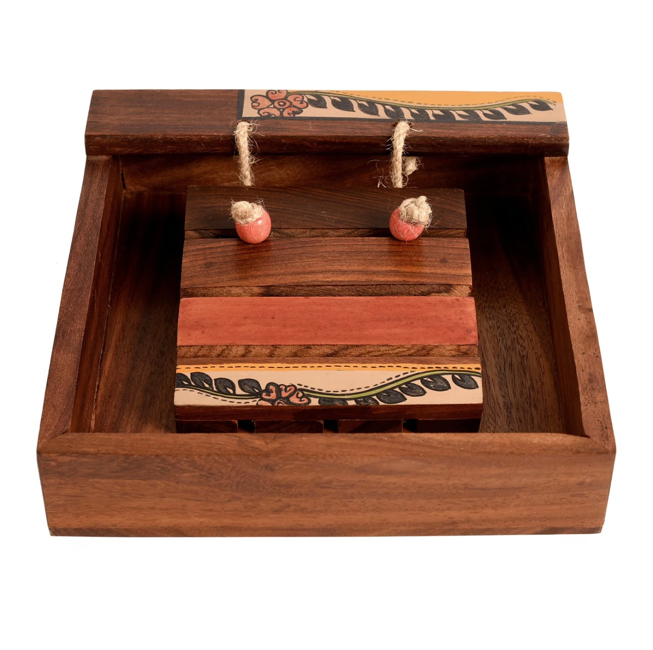 Exclusive Utility Stylish Wooden Napkin Holder With Warli Painting By Tamrapatra