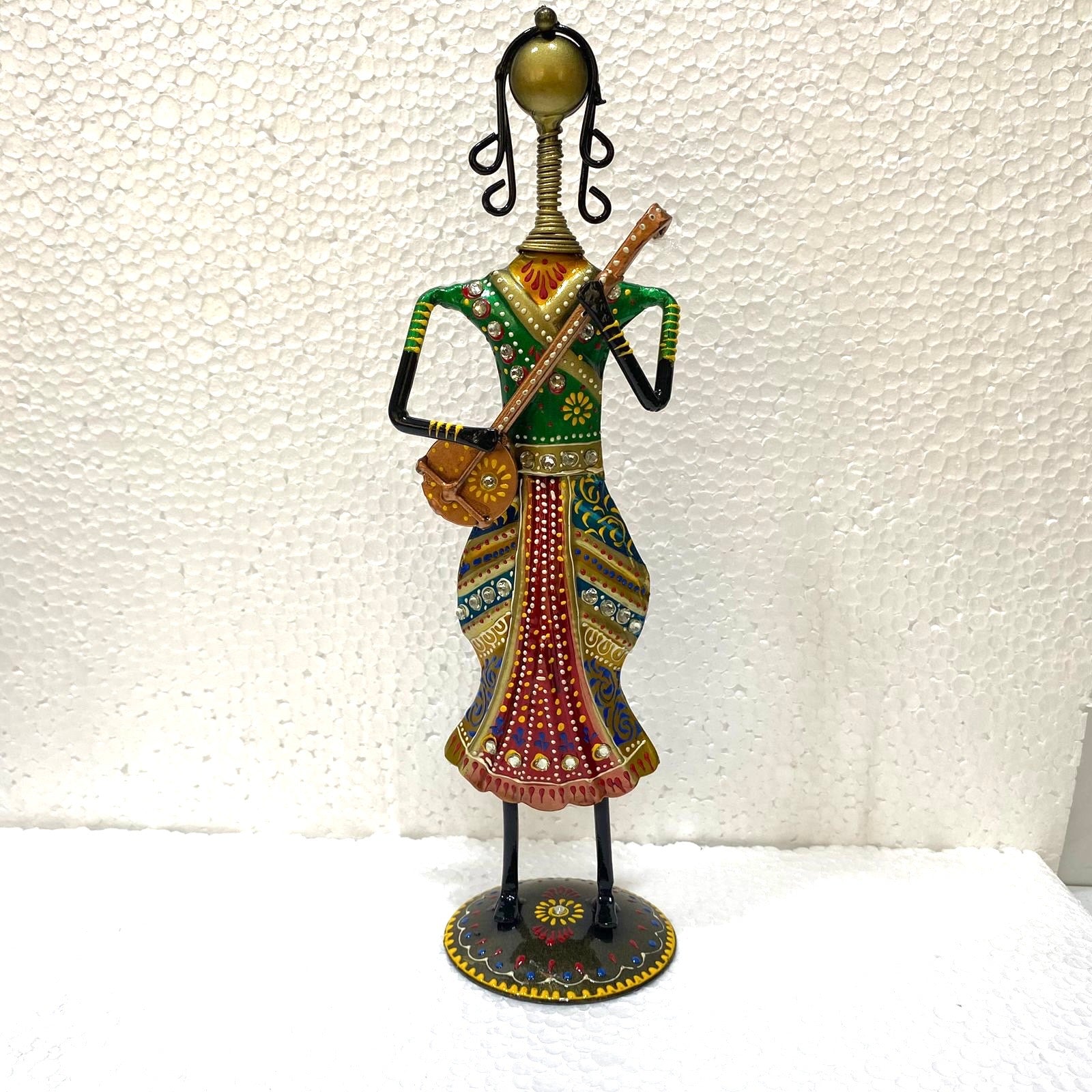 Standing Lady Playing Various Musical Instruments Metal Craft Tamrapatra