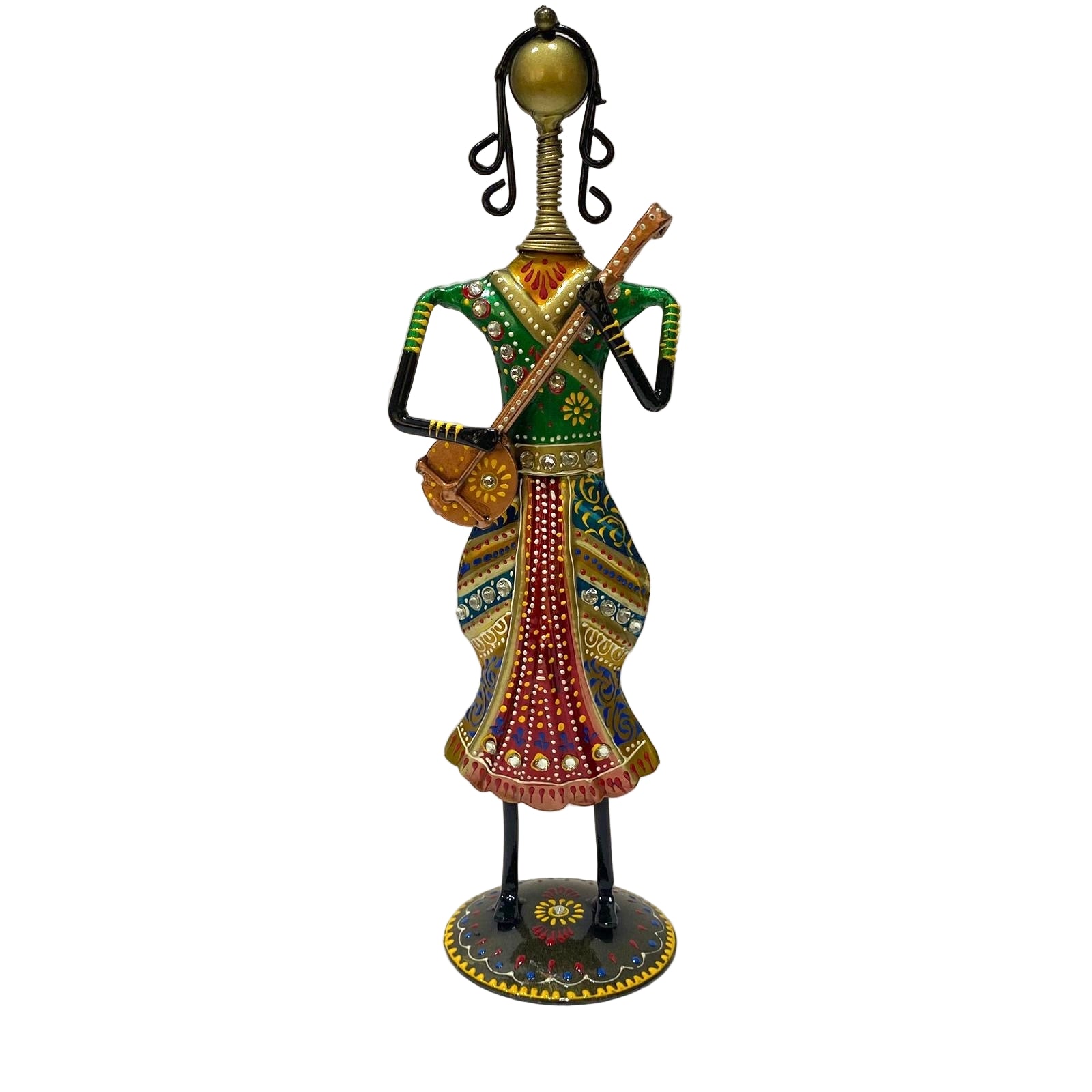 Standing Lady Playing Various Musical Instruments Metal Craft Tamrapatra - Tamrapatra